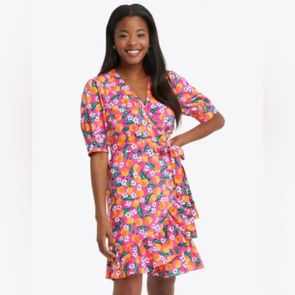 Sz 12 Draper James Wynonna Wrap Dress - Orange Blossom NWOT - Picture 4 of 16